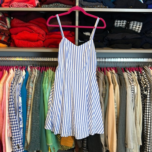 Old Navy Dresses & Skirts - Old Navy blue and white striped spaghetti strap smocked back dress size S